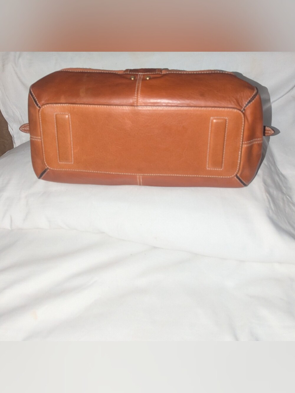 Cole Haan Cognac Brown Suede With Leather Woven Accent Duffle Bag - Picture 7 of 14